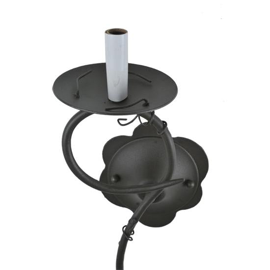 Meyda Lighting Utana Bluffs 7" Wrought Iron Left Wall Sconce With Honey Amber Shade Glass