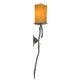 Meyda Lighting Utana Bluffs 7" Wrought Iron Left Wall Sconce With Honey Amber Shade Glass
