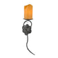 Meyda Lighting Utana Bluffs 7" Wrought Iron Right Wall Sconce With Honey Amber Shade Glass