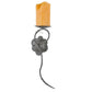Meyda Lighting Utana Bluffs 7" Wrought Iron Right Wall Sconce With Honey Amber Shade Glass