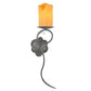 Meyda Lighting Utana Bluffs 7" Wrought Iron Right Wall Sconce With Honey Amber Shade Glass