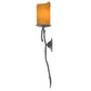 Meyda Lighting Utana Bluffs 7" Wrought Iron Right Wall Sconce With Honey Amber Shade Glass