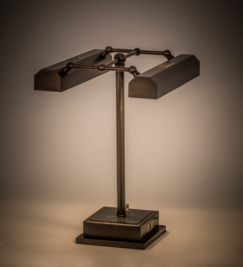Meyda Lighting Utica 17" 2-Light Chemical Antique Brass Library Table Lamp