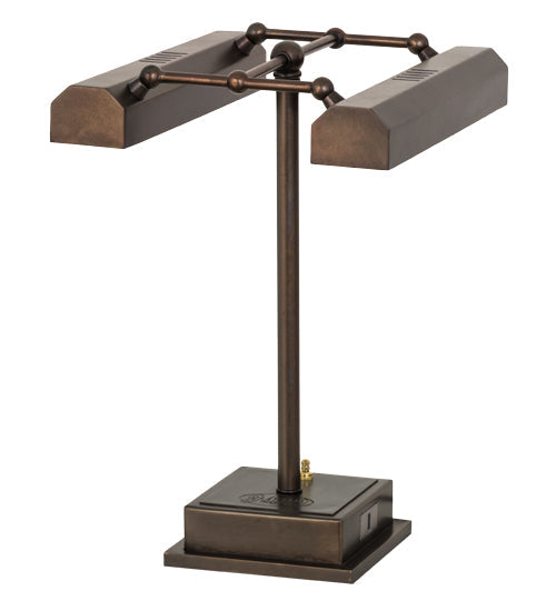 Meyda Lighting Utica 17" 2-Light Chemical Antique Brass Library Table Lamp