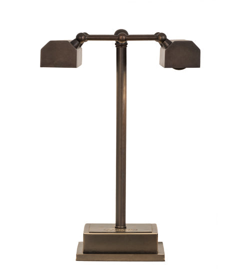 Meyda Lighting Utica 17" 2-Light Chemical Antique Brass Library Table Lamp
