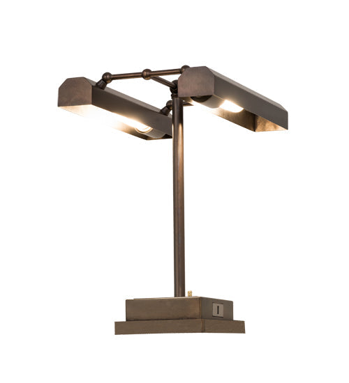 Meyda Lighting Utica 17" 2-Light Chemical Antique Brass Library Table Lamp
