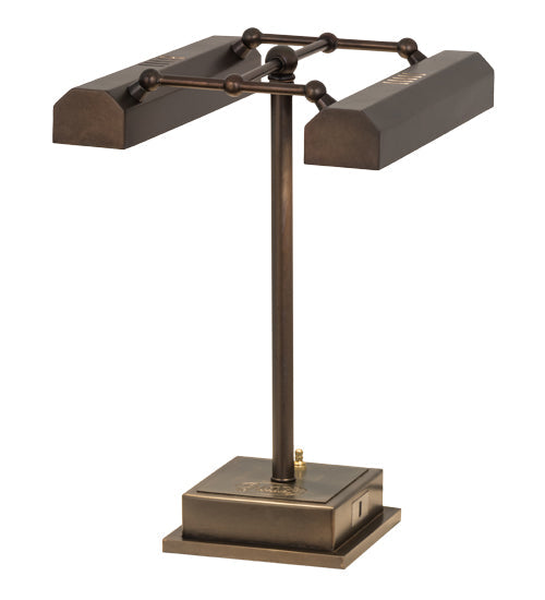 Meyda Lighting Utica 17" 2-Light Chemical Antique Brass Library Table Lamp