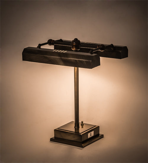 Meyda Lighting Utica Library 16" 2-Light Antique Brass Banker's Table Lamp