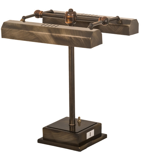 Meyda Lighting Utica Library 16" 2-Light Antique Brass Banker's Table Lamp