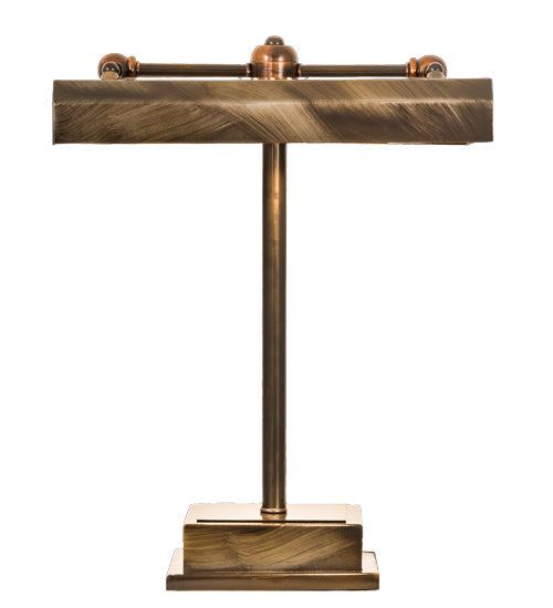 Meyda Lighting Utica Library 16" 2-Light Antique Brass Banker's Table Lamp