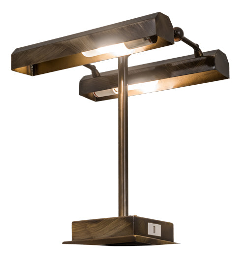 Meyda Lighting Utica Library 16" 2-Light Antique Brass Banker's Table Lamp