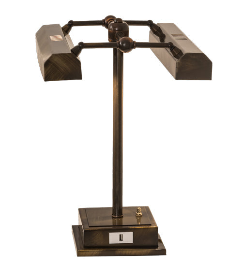 Meyda Lighting Utica Library 16" 2-Light Antique Brass Banker's Table Lamp