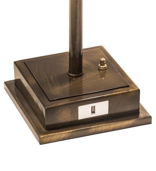 Meyda Lighting Utica Library 16" 2-Light Antique Brass Banker's Table Lamp