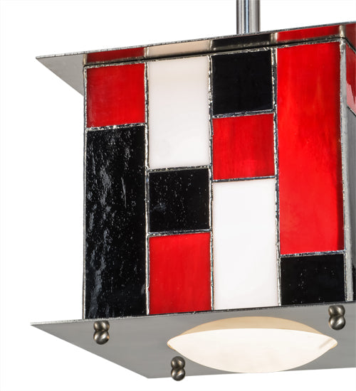 Meyda Lighting Utopia 14" Brushed Nickel Synchronic Mini Pendant Light With Multi-Colored Shade Glass