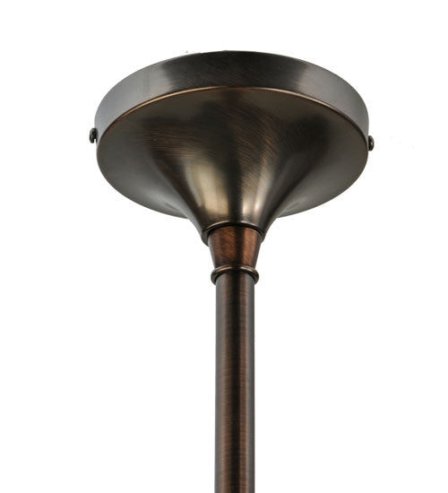 Meyda Lighting Utopia 14" Mahogany Bronze Plaza Mini Pendant Light With Green and Yellow Shade Glass