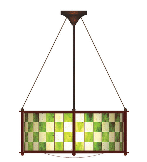 Meyda Lighting Utopia 22" 3-Light Mahogany Bronze Pendant Light With Green & Beige Shade Glass