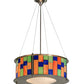 Meyda Lighting Utopia 22" 3-Light Polished Nickel Nexus Pendant Light With Multi-Colored Shade Glass