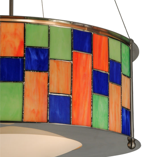 Meyda Lighting Utopia 22" 3-Light Polished Nickel Nexus Pendant Light With Multi-Colored Shade Glass