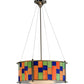 Meyda Lighting Utopia 22" 3-Light Polished Nickel Nexus Pendant Light With Multi-Colored Shade Glass