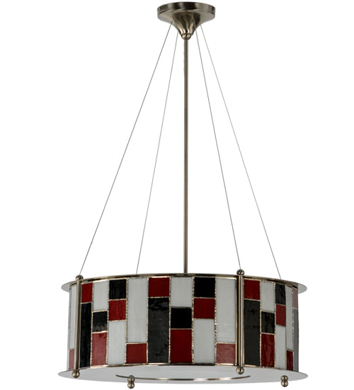 Meyda Lighting Utopia 22" 3-Light Polished Nickel Synchronic Pendant Light With Multi-Colored Shade Glass