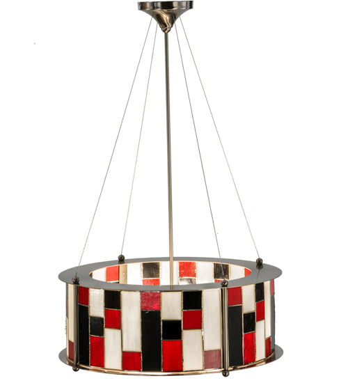 Meyda Lighting Utopia 22" 3-Light Polished Nickel Synchronic Pendant Light With Multi-Colored Shade Glass