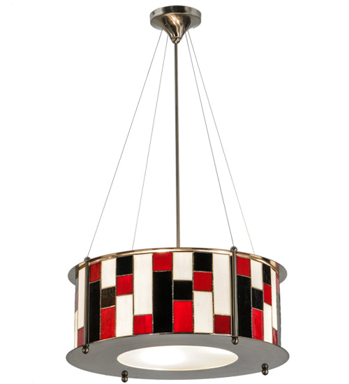 Meyda Lighting Utopia 22" 3-Light Polished Nickel Synchronic Pendant Light With Multi-Colored Shade Glass