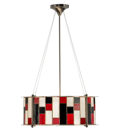 Meyda Lighting Utopia 22" 3-Light Polished Nickel Synchronic Pendant Light With Multi-Colored Shade Glass