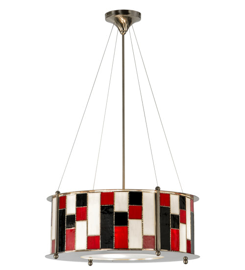 Meyda Lighting Utopia 22" 3-Light Polished Nickel Synchronic Pendant Light With Multi-Colored Shade Glass