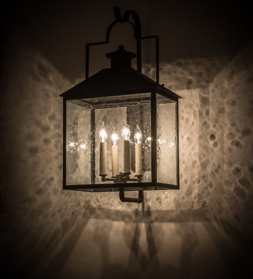 Meyda Lighting Vaculin 14" 4-Light Matte Black Wall Sconce With Clear Seeded Shade Glass