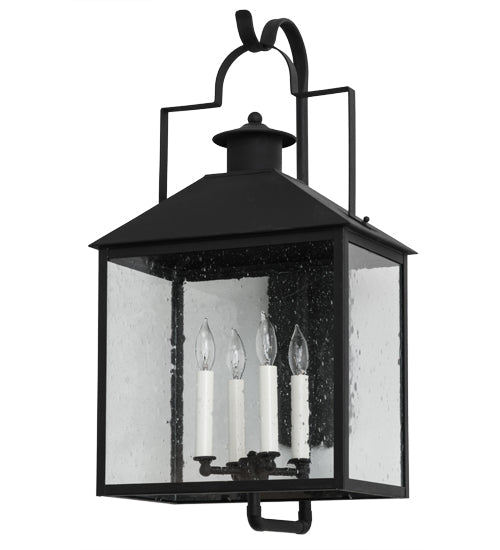 Meyda Lighting Vaculin 14" 4-Light Matte Black Wall Sconce With Clear Seeded Shade Glass