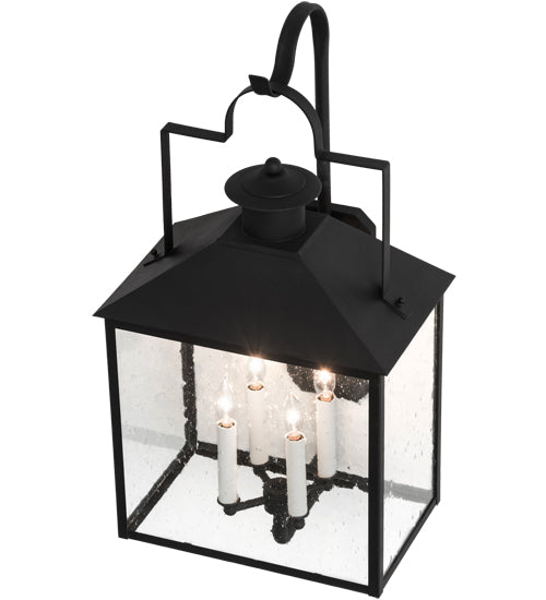Meyda Lighting Vaculin 14" 4-Light Matte Black Wall Sconce With Clear Seeded Shade Glass