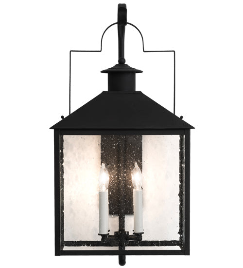 Meyda Lighting Vaculin 14" 4-Light Matte Black Wall Sconce With Clear Seeded Shade Glass