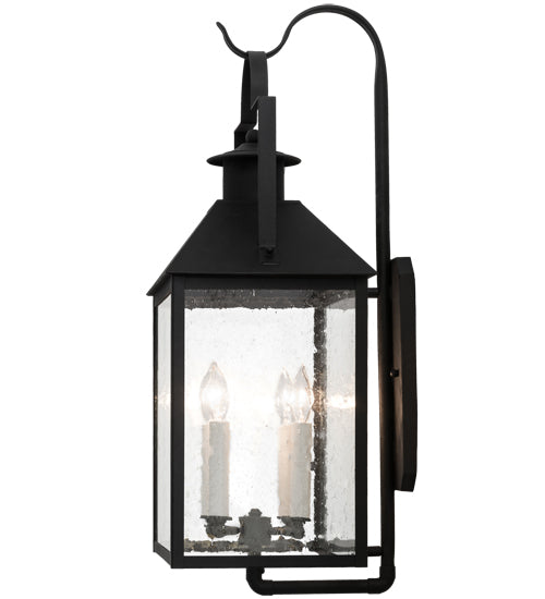 Meyda Lighting Vaculin 14" 4-Light Matte Black Wall Sconce With Clear Seeded Shade Glass