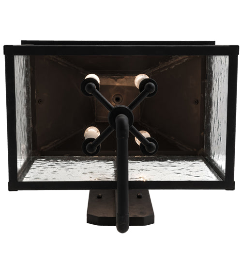 Meyda Lighting Vaculin 14" 4-Light Matte Black Wall Sconce With Clear Seeded Shade Glass