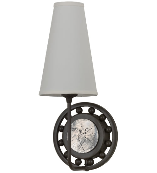 Meyda Lighting Valdosta 8" Timeless Bronze Wall Sconce With Off White Textrene Shade