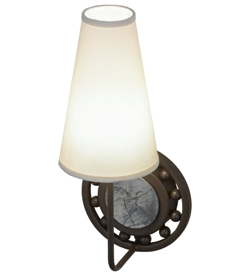 Meyda Lighting Valdosta 8" Timeless Bronze Wall Sconce With Off White Textrene Shade