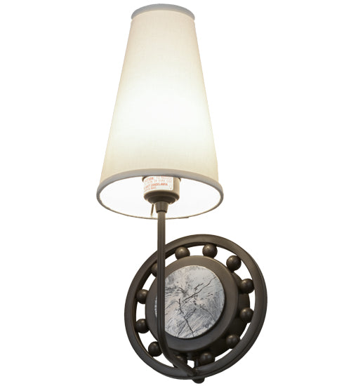 Meyda Lighting Valdosta 8" Timeless Bronze Wall Sconce With Off White Textrene Shade