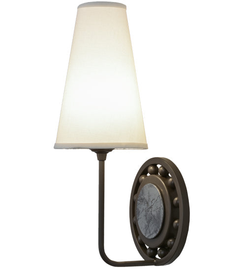 Meyda Lighting Valdosta 8" Timeless Bronze Wall Sconce With Off White Textrene Shade