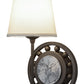Meyda Lighting Valdosta 8" Timeless Bronze Wall Sconce With Off White Textrene Shade