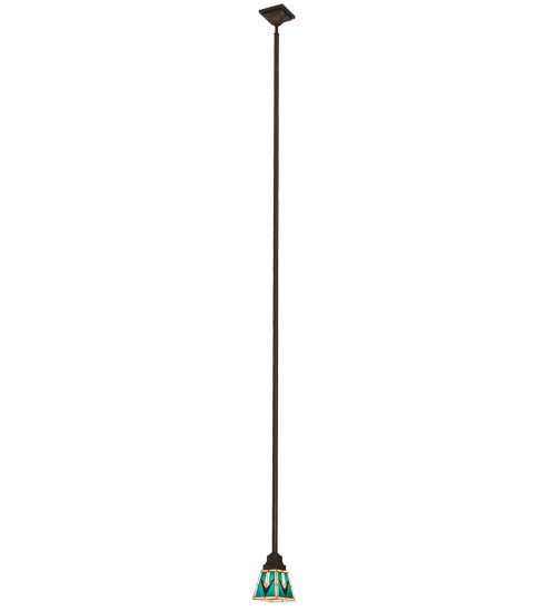 Meyda Lighting Valencia 187890 7" Mahogany Bronze Mission Mini Pendant Light With Multi-Colored Shade Glass