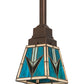 Meyda Lighting Valencia 187890 7" Mahogany Bronze Mission Mini Pendant Light With Multi-Colored Shade Glass