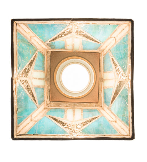 Meyda Lighting Valencia 187890 7" Mahogany Bronze Mission Mini Pendant Light With Multi-Colored Shade Glass