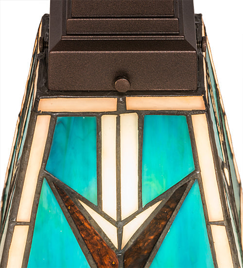 Meyda Lighting Valencia 187890 7" Mahogany Bronze Mission Mini Pendant Light With Multi-Colored Shade Glass