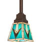 Meyda Lighting Valencia 187890 7" Mahogany Bronze Mission Mini Pendant Light With Multi-Colored Shade Glass