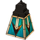 Meyda Lighting Valencia 7" Mahogany Bronze Mission Mini Pendant Light With Multi-Colored Shade Glass