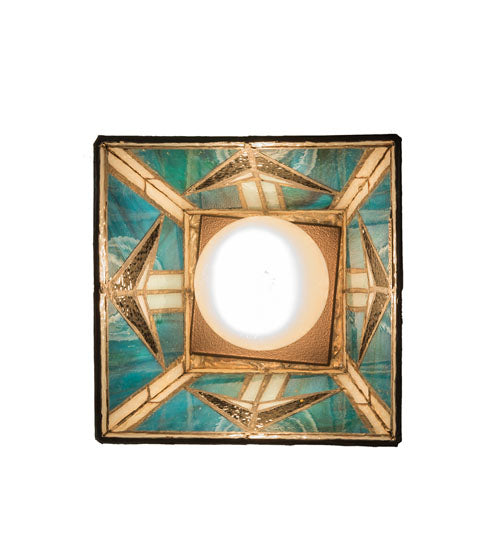 Meyda Lighting Valencia 7" Mahogany Bronze Mission Mini Pendant Light With Multi-Colored Shade Glass