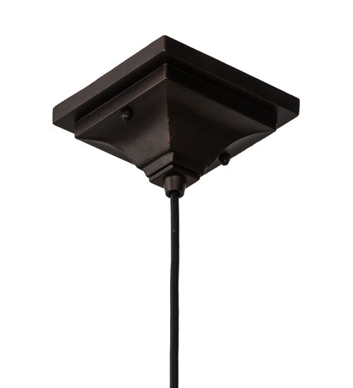 Meyda Lighting Valencia 7" Mahogany Bronze Mission Mini Pendant Light With Multi-Colored Shade Glass