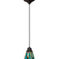 Meyda Lighting Valencia 7" Mahogany Bronze Mission Mini Pendant Light With Multi-Colored Shade Glass