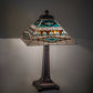 Meyda Lighting Valencia Mission 24" 2-Light Mahogany Bronze Table Lamp With Multi-Colored Shade Glass