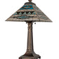 Meyda Lighting Valencia Mission 24" 2-Light Mahogany Bronze Table Lamp With Multi-Colored Shade Glass